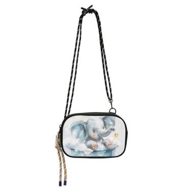 Imagem de Linda bolsa feminina com estampa de elefante pequena bolsa transversal sobre a bolsa de ombro bolsa de viagem moderna para telefone com alça