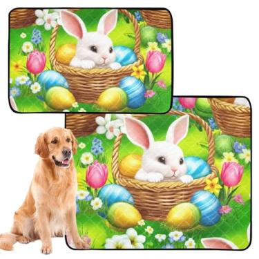 Imagem de TSENQUE Coelhos fofos ovos de páscoa verdes laváveis almofadas de xixi para cães, reutilizáveis, tapete absorvente para filhotes, tapete impermeável para cercadinho para cães, pequeno x pacote com 3