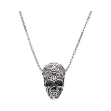 Imagem de Colar de pingente vintage caveira punk hip-hop para homens, liga de aç