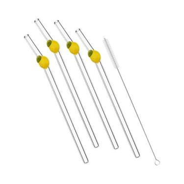 Imagem de Canudo De Vidro Borossilicato Em Forma De Fruta Reutilizável Com Escov