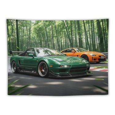 Imagem de HouLaiZhe JDM Tapeçaria de carro vintage Nsx Vs 350z Drift Car Jdm pendurar na parede quarto decoração de casa tapeçarias estética piquenique decoração de parede arte de parede para dormitório sala de