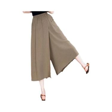 Imagem de Calças Capri Femininas De Cintura Alta, Ajuste Slim, Comprimento Até a