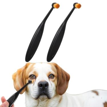 Imagem de Escova de pó para olhos de gato, 2 unidades de escovas removedoras de manchas de lágrimas de fibra lavável, cerdas macias, escova de limpeza de olhos de cachorro, pente de limpeza para animais de