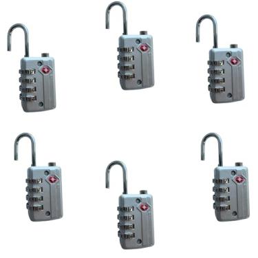 Imagem de Arkali Cadeado aprovado pela TSA, pacote com 6, combinação de bagagem, corpo de liga de zinco resistente com código de 4 dígitos, cadeado de viagem para bagagem, caixa de ferramentas, mochilas e malas