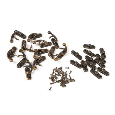 Imagem de Irfora Fechadura de Metal Antigo Vintage, Fechadura de Chifres, Fivela Curvada, Fecho Caixa Joias, Ouro, Bronze Com Parafusos para Caixa Madeira Vintage, Madeira (Bronze Antigo)