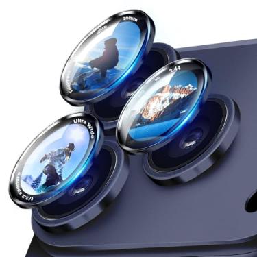 Imagem de NECARSIN Protetor de lente de câmera para iPhone 17 Pro Max/17 Pro/16/15/14 Pro Max/16/15/14 Pro, capa de câmera de metal ultrafina com vidro temperado, antiarranhões (preto)