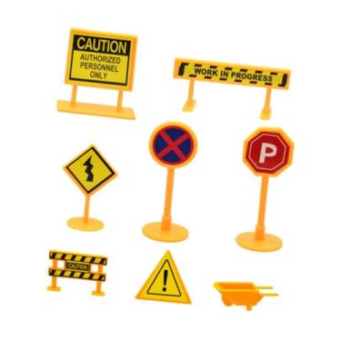Imagem de TTETTZ Conjunto de 8 peças de placas de rua para casa de bonecas, miniaturas de placas de trânsito em escala 1/6 e 1/12 para construção de maquetes DIY.