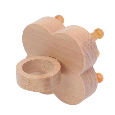 Imagem de Dioche Massageador de Couro Cabeludo de Madeira, Escova de Cabelo Compacta e Leve Com Design Ergonômico, Pente Em Formato de Trevo de Quatro Folhas, para Massagens e Relaxamento, Uso Em (Amarela)