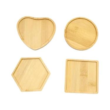 Imagem de Sousplat De Bambu Em Forma De Coração DIY, Porta-Copos De Madeira Arte