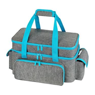 Imagem de predolo Bolsa organizadora para acessórios de costura, com alça de ombro removível, grande capacidade e dupla camada para linhas e tesouras.