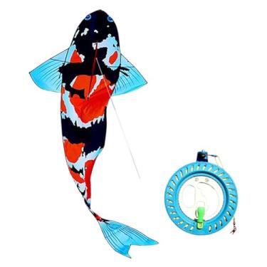 Imagem de menolana Pipa em formato de carpa koi, brinquedo criativo para toda a família, ideal para jogos e atividades em parques, gramados e praias. Perfeita