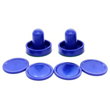 Imagem de Generic Pás de Air Hockey, 2 empurradores de Air Hockey e 4 discos de Air Hockey, remos com alças de gol, Taco Azul