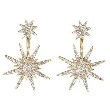 Imagem de Brincos femininos - Brincos de estrela grande - Brincos pendentes de estrela de cristal, presente ideal para mãe, irmã e amiga, 1.7inch, Zinco, Sem pedra preciosa