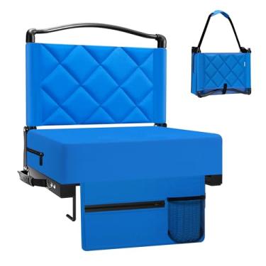 Imagem de Kaganoon Assentos de estádio com suporte para as costas e almofada, cadeiras de arquibancada grossas acolchoadas com alça de ombro, cadeiras dobráveis portáteis de estádio para arquibancada, inclui