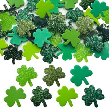 Imagem de LOPURO Mini decorações de resina do Dia de São Patrício, 40 peças de trevos minúsculos para artesanato DIY, amuletos de trevo irlandês da sorte para fazer artesanato no dia da Irlanda, enchimento de