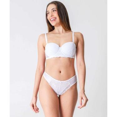 Imagem de Calcinha Fio Dental Renda Tule Marisa Branco-97030, Branco, M