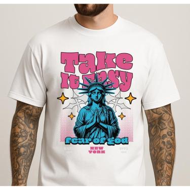 Imagem de Camiseta Masculina Algodão 30.1 Penteado Estampa Qualidade Camisa Básica Caimento Confortável Street-Masculino