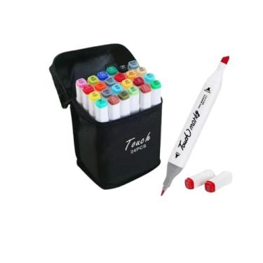 Imagem de Kit de Canetas Marcador Permanente Ponta Dupla – 24 Cores Vibrantes à Prova d’Água