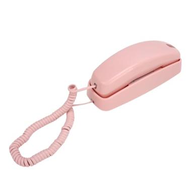 Imagem de Naroote Telefone Com Fio Com Controle de Volume de Botão Grande para Idosos, Telefone Fixo Montável na Parede Com Luz Intermitente e Campainha Extra Alta para Casa, Material ABS (Róseo)