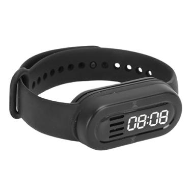 Imagem de Jiawu Pulseira Inteligente, Alto-falante MP3 Player Com Display Digital LED para Esportes Ao Ar Livre, Corrida, Ciclismo, Caminhada, Ioga, Sono, Recurso de Ruído Branco (BLACK)