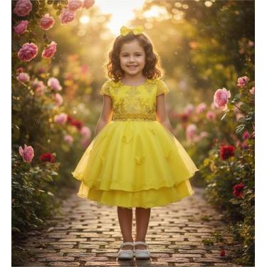 Imagem de Vestido Infantil Bordado Festa Borboletas Luxo Aniversário - Algão Doc