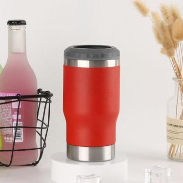 Imagem de Copo Porta Lata Cerveja 6x1 Garrafa Longneck Térmico de Inox Com Abrid