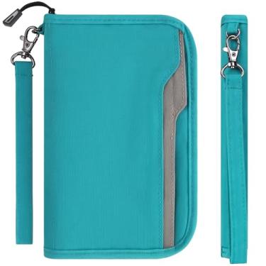 Imagem de Suporte de passaporte para família de viagem, carteira de viagem feminina, porta-passaporte, acessórios essenciais de viagem, organizador de documentos, Dobrável - verde menta, Large, Casual