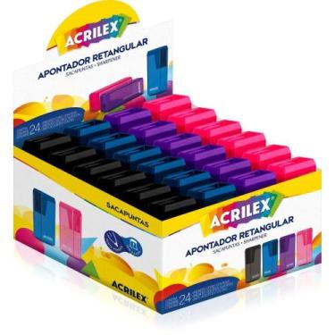 Imagem de Apontador Retangular com Depósito Cores Sortidas (display com 24 Unida