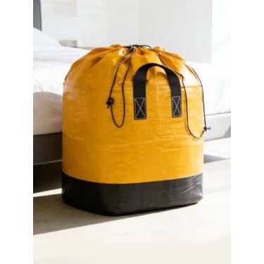 Imagem de Sacos de transporte grandes resistentes com alças fortes e fecho de cordão, sacos de armazenamento de roupas resistentes e duráveis, caixas de transporte para suprimentos universitários, laranja, 94 x