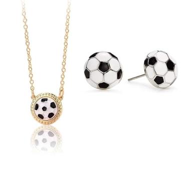 Imagem de ONLYJUMP Conjunto de colar de brincos de futebol de beisebol com strass para mulheres e homens corrente de beisebol moderna pingente bola esportiva brincos jogos dia jóias para fãs de esportes, Large