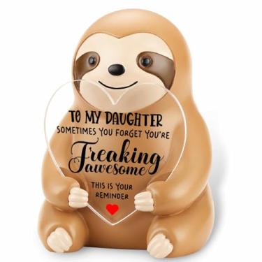 Imagem de EFFJNSG Presente de estatueta de preguiça para filha, lembrete sentimental para filha da mãe ou do pai, decoração de mesa inspiradora para meninas, adolescentes, estudantes universitários, presente de