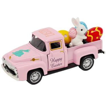 Imagem de YimiBloss Decoração de cafeteria vintage mini caminhonete de metal com acessórios de livro para estação de café (rosa páscoa)