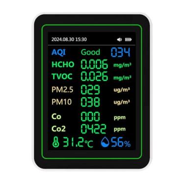 Imagem de FTVOGUE Detector Multifuncional Testador de Qualidade do Ar para CO2 HCHO TVOC PM2.5 PM10 Com Sensor de Temperatura e Umidade (Branca)