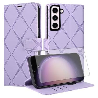 Imagem de Asuwish Capa de telefone para Samsung Galaxy S23 5G capa carteira com protetor de tela de vidro temperado PU couro sintético flip suporte para cartão de crédito celular S 23 23S GS23 G5 SM-S911U 6,1