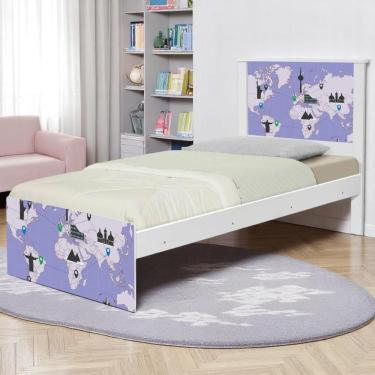 Imagem de Cama Solteiro Hop Com Cabeceira Mapa Viagens