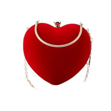 Imagem de Bolsas femininas douradas com design de coração vermelho para festas e casamentos, Rosa, One Size
