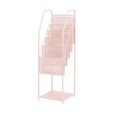 Imagem de KEG801302 Rack de jornal simples rack de revistas de metal rack de livros rack de exibição de folhetos rack de armazenamento de chão escritório (rosa)