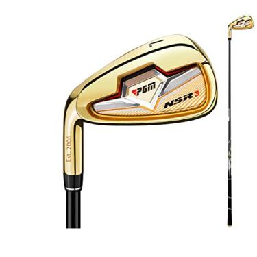 Imagem de Tacos de golfe canhotos/destros NSR3#7 Irons Professional Practice Pole Carbon/Stainless Steel Shaft Golf Iron (ouro, esquerdo, S carbono)