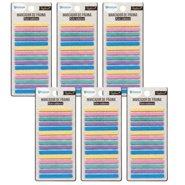 Imagem de Cartela de Marcador de Página Adesivo Translúcido Colorido Fita Tirinha Marca Texto Flag Index (6, Candy Color)