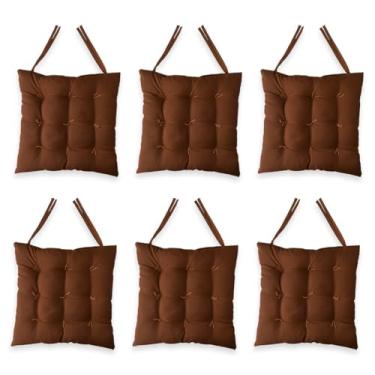 Imagem de Kit com 6 Assentos Futon 40x40cm - Almofadas para Cadeira de Jantar, Pallet e Bancos, Confortáveis e Duráveis, Versáteis para Casa e Eventos (Marrom)