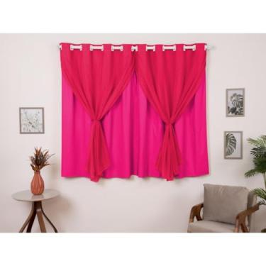 Imagem de Cortina Com Blackout Janela Varios Tamanhos Sala/Quarto Blackout PVC com Tecido (Pink,2,00 Largura X 1,40 Altura)