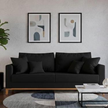 Imagem de Sofá Living Beny 1,80m. Estofado em linho. - Leonardi, Preto