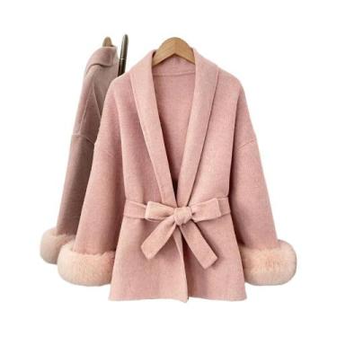 Imagem de Casaco Feminino De Lã Dupla Face De Alta Qualidade Com Punhos Removíve