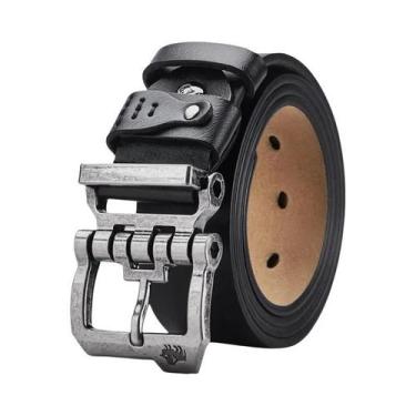 Imagem de Cinto Masculino De Couro Genuíno De Luxo Com Fivela Vintage Para Jeans