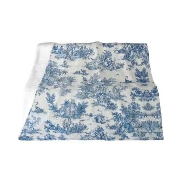 Imagem de Cobertor De Fleece Floral Preto E Branco Toile De Jouy, Macio E Quente