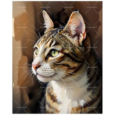 Imagem de Kit de pintura animal por números para adultos - Pintura de retrato de gato malhado DIY em tela, conjunto de tinta acrílica, adequado para iniciantes, ideal para decoração de casa ou presentes