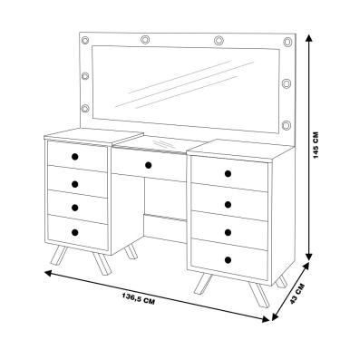 Imagem de Penteadeira Decorativa 8 Gavetas Porta Joias com Tampo de Vidro Finn Malbec/Off White - Gran Belo