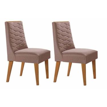 Imagem de Cadeira De Cozinha Dafne Kit 2 Un Madeira Capuccino-linho Capuccino - Rufato