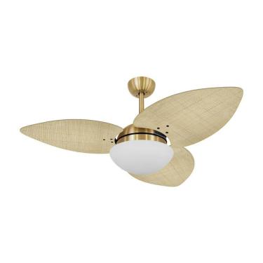 Imagem de Ventilador De Teto Dormamu Dourado 3 Pás Palmae Natural 110V