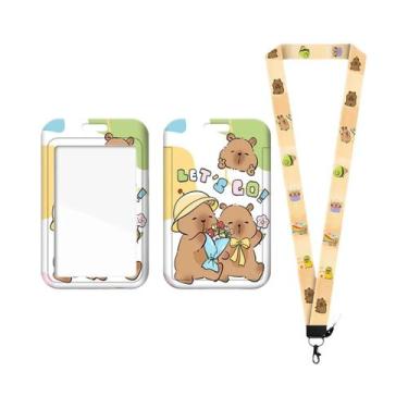 Imagem de Porta-Crachá De Capivara Kawaii Em Desenho Animado, Cordão De Pescoço 